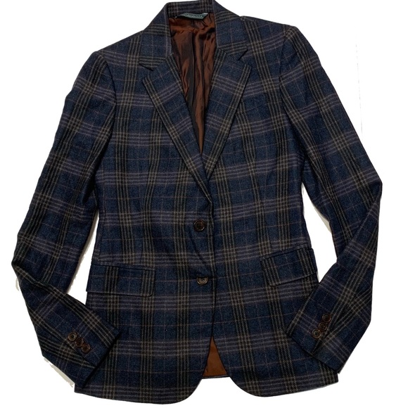 S / Martin greenfield clothiers Plaid Blazer navy women’s - Picture 1 of 9